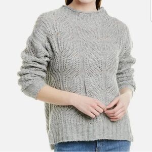 NWT J.Crew Pointelle Oversized Cable Sweater Gray Sz Small